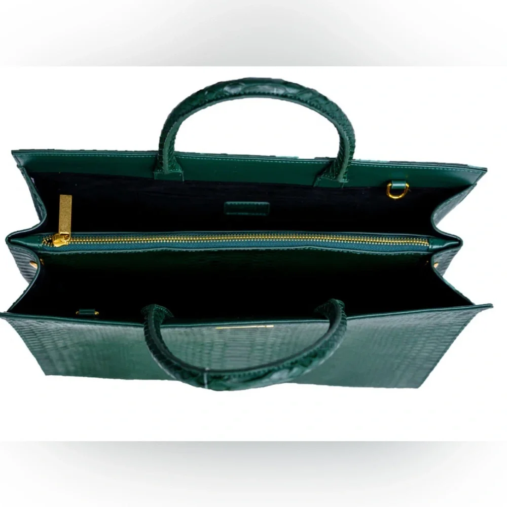 KLASSICKLOTH BOUID 34 Laptop Bag Dark Green Leather Removable Clutch AUTHENTIC - Picture 4 of 11